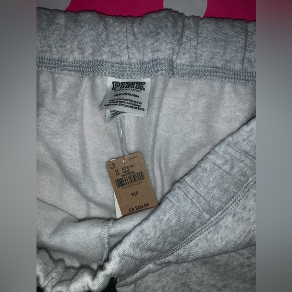 NEW VS PINK Size SMALL Grey with Rainbow Script Logo Boyfriend Sweatpant. - Picture 7 of 11